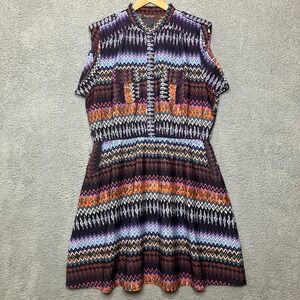 Speed Control Dress Women 3X Geometric Colorful Knee Length Pockets Sleeveless